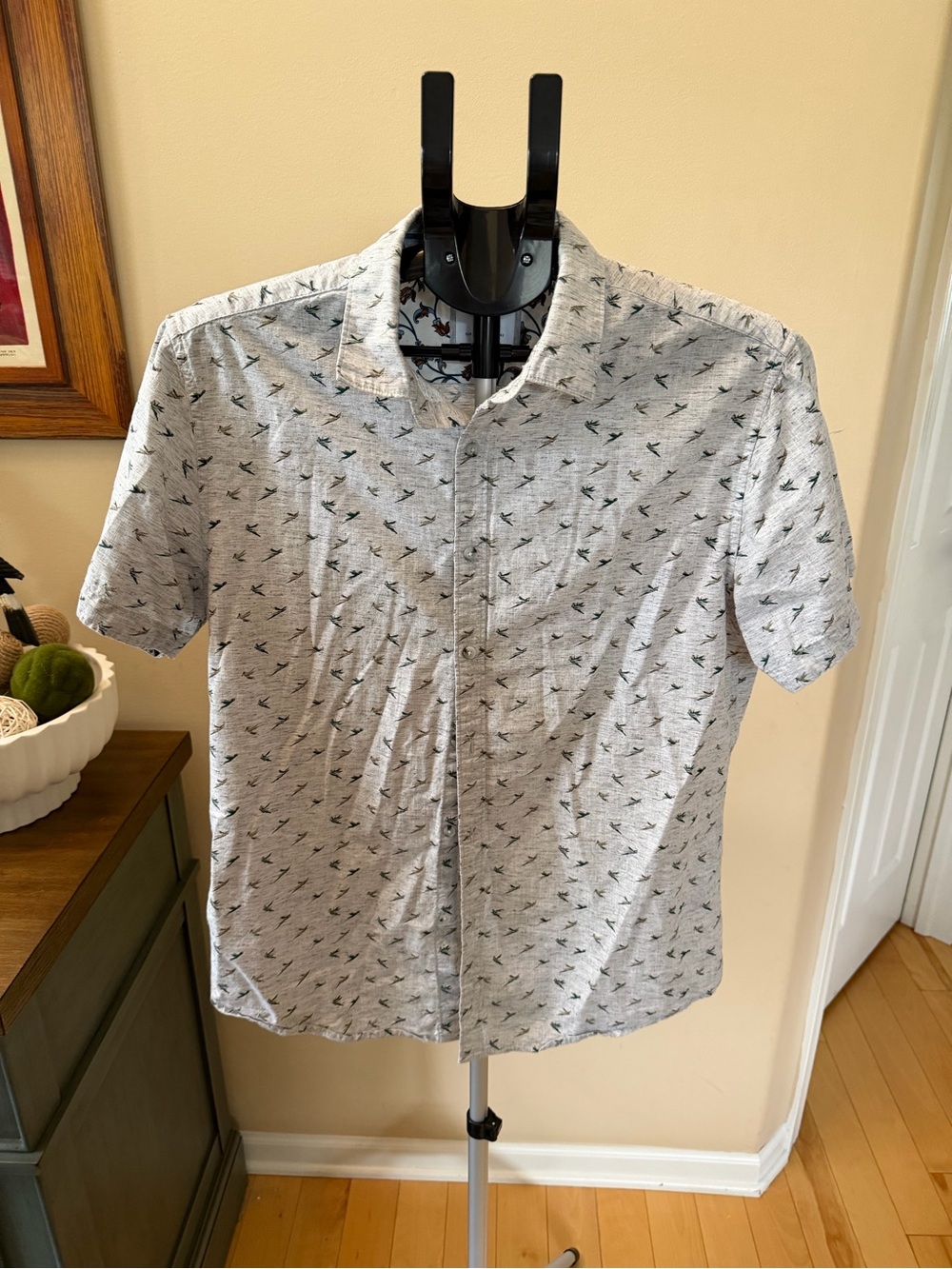Cactus Man Ricky Singh Bird Print Button Shirt Size L